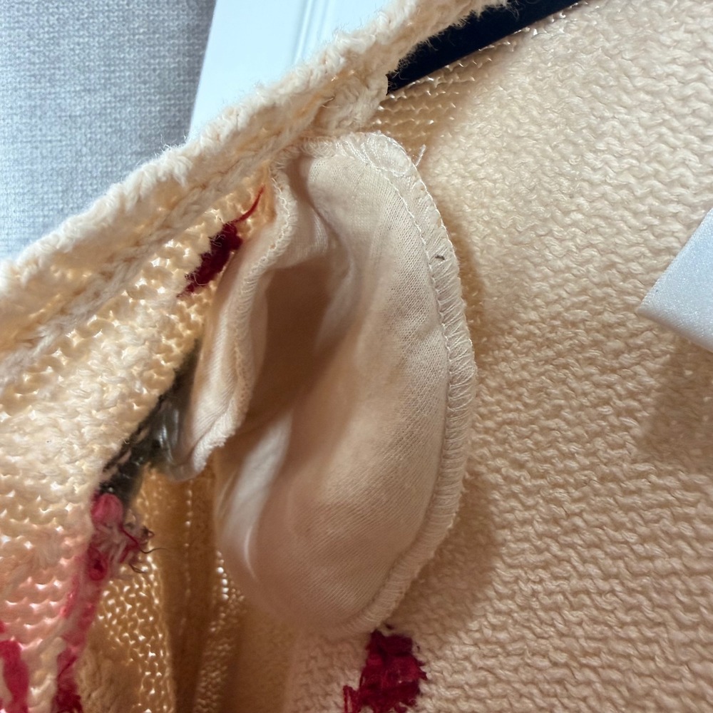 Talbots Womens Cream Embroidered Rose Heart Cardigan Sweater Med Vintage Style - Picture 7 of 7